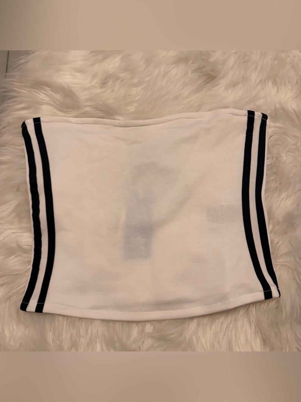 adidas White Tube Crop Top with Black Side Stripes